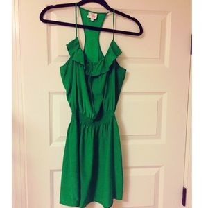 Green silk Parker strappy dress
